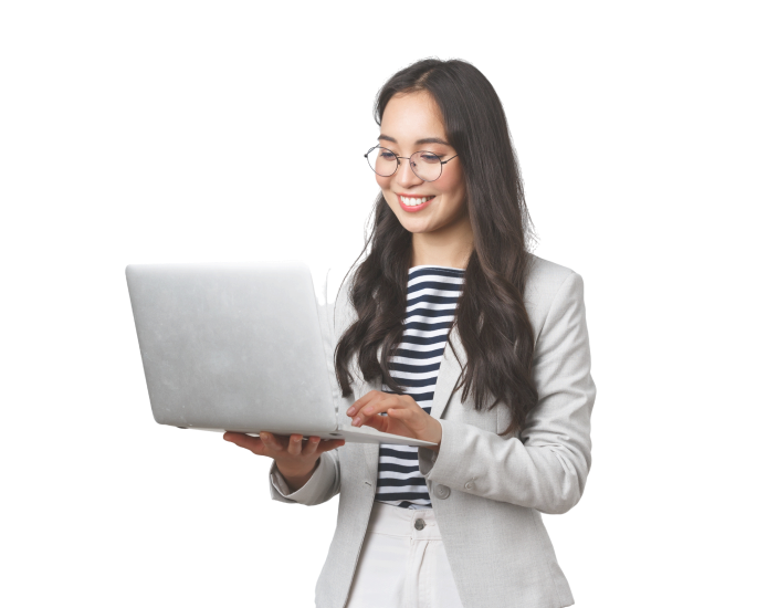 A woman with a laptop