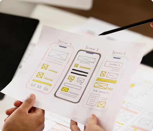 Mobile app wireframe sketches