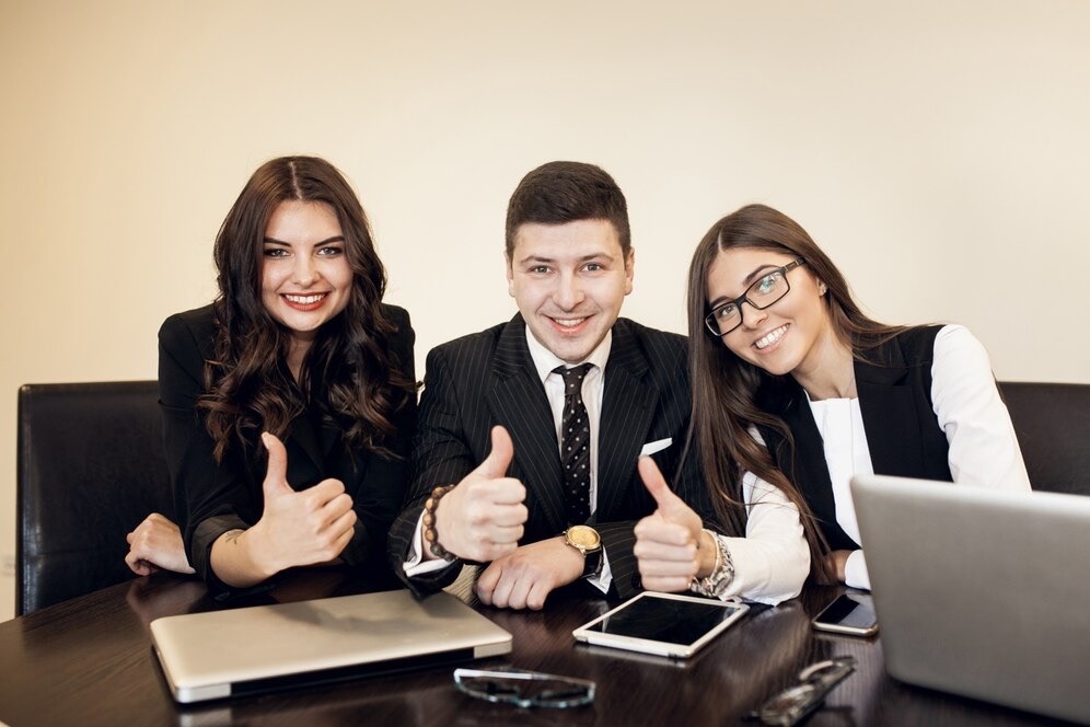 Happy team members